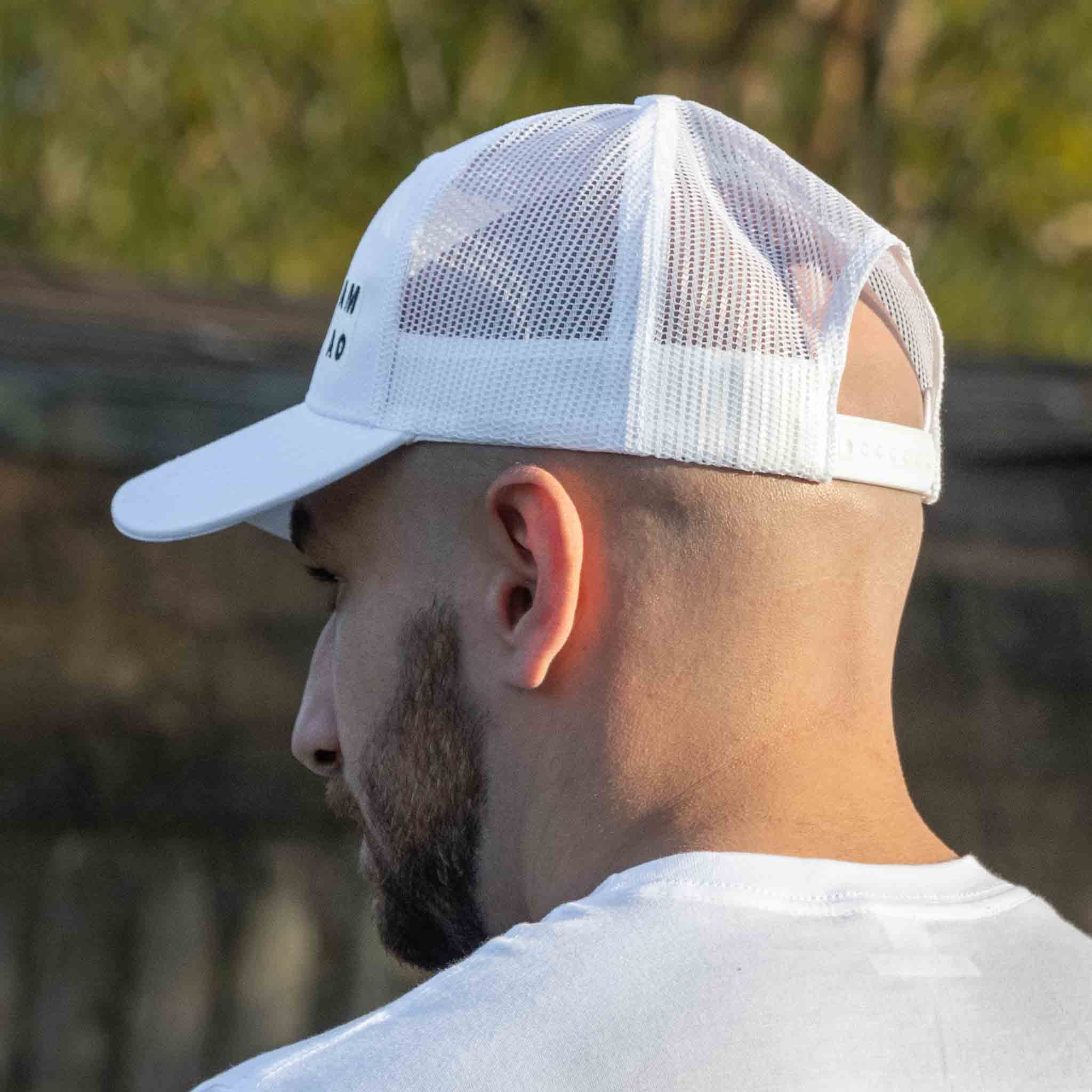 AMAO Trucker Hat - White w-White Mesh - Compare at $69