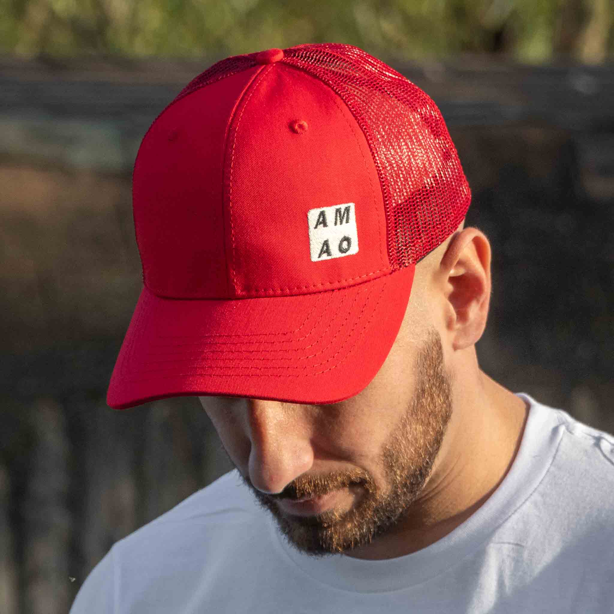 AMAO Trucker Hat - Red w-Red Mesh - Compare at $69