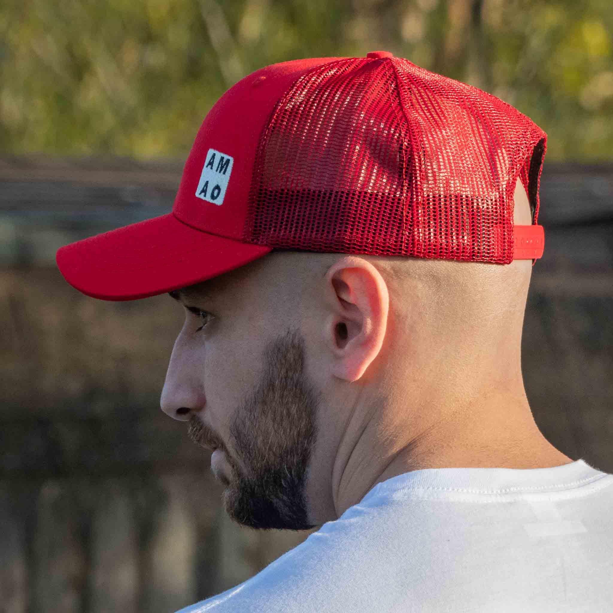 AMAO Trucker Hat - Red w-Red Mesh - Compare at $69