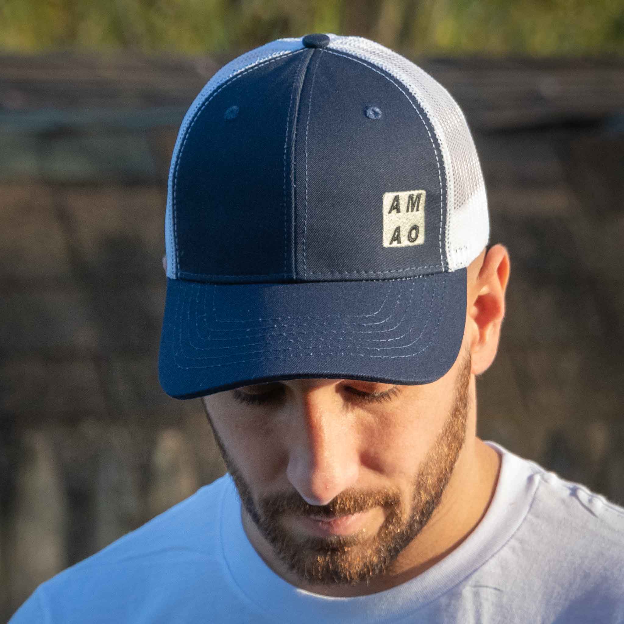 AMAO 1003 Trucker Hat - Navy w-White Mesh