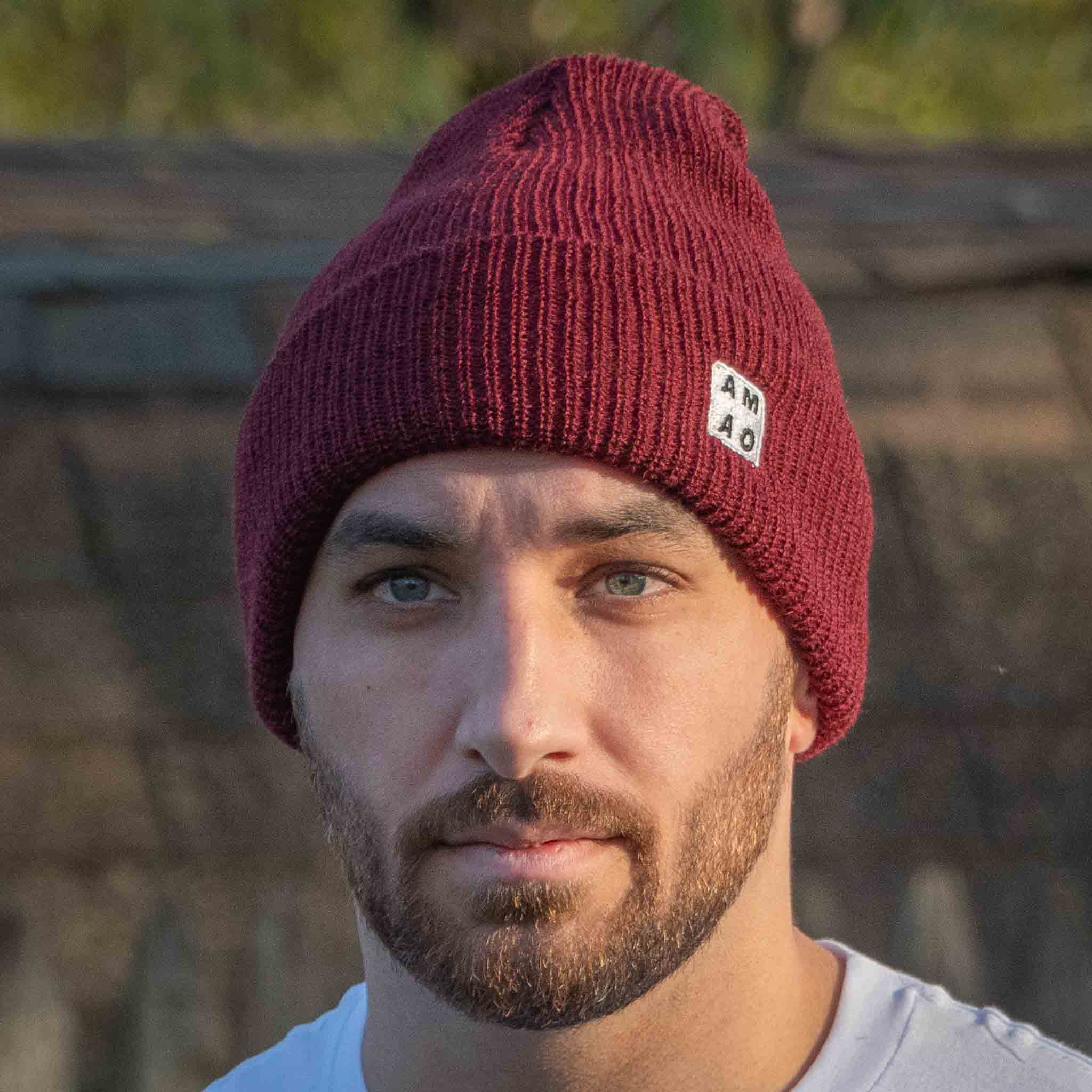 AMAO Wool Workwear Knit Hat Burgundy - Compare at $60