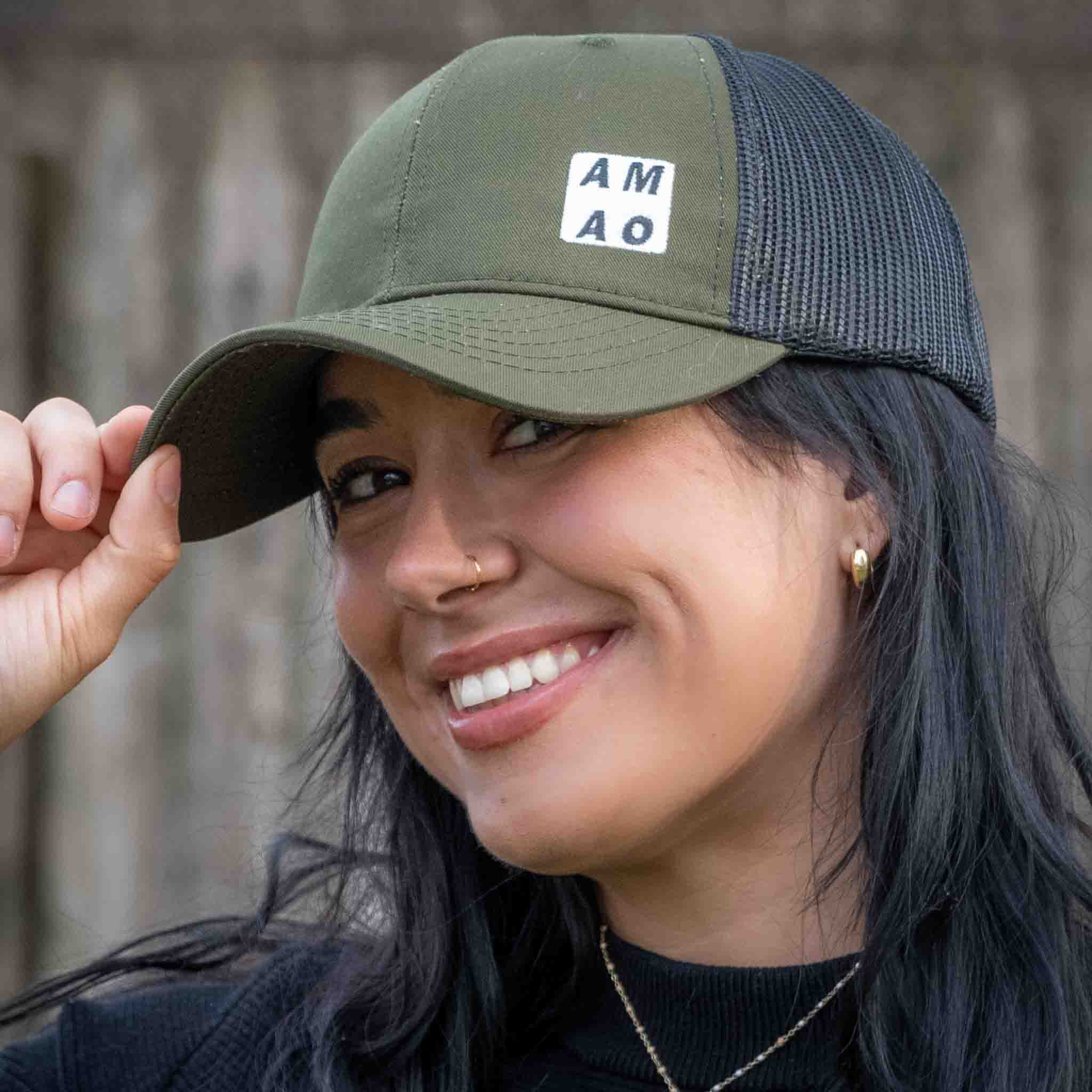 AMAO Trucker Hat - Gals Olive w-Black Mesh - Compare at $69